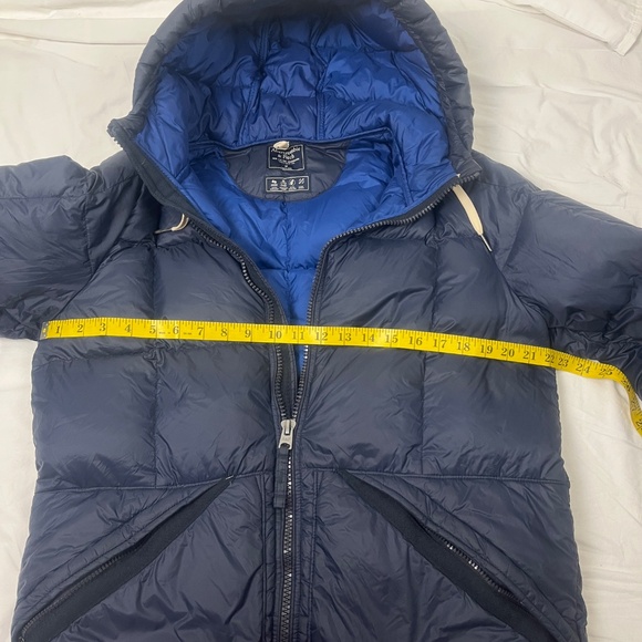 Abercrombie Fitch Women’s Duck Down Puff Jacket Sz M Hoodies 2 Way Zip Navy Blue - Picture 10 of 12